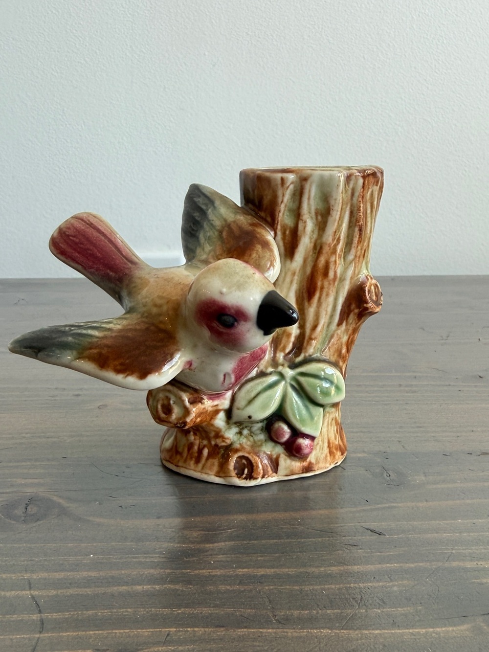 Vintage ceramic bird wall pocket vase.